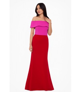 Pink and red off shoulder dress