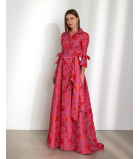 Embroidered Taffeta Dress