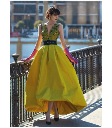 Vestido Tafeta Amarillo