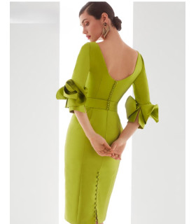 Vestido en Mikado color Lima