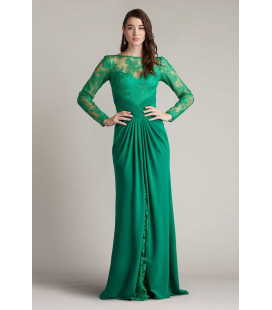 Vestido Largo Verde Manga Larga