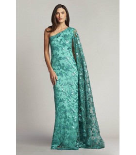 Vestido Largo Verde Un Hombro