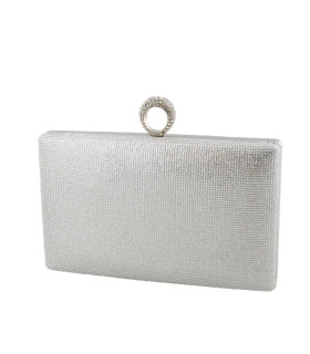Cartera Plata Rectangular Broche Brillante