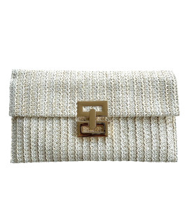 Cartera Casual Blanca Broche Metal