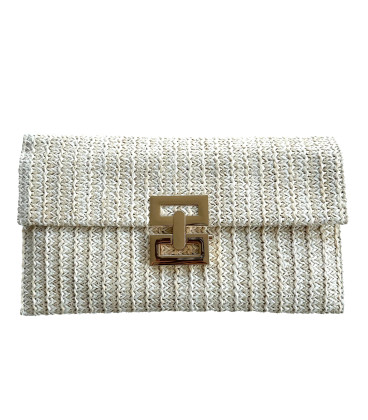 Cartera Casual Blanca Broche Metal