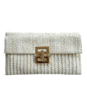 Cartera Casual Blanca Broche Metal