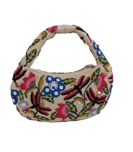 Cartera de Flores Bordada de Piedras