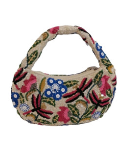 Cartera de Flores Bordada de Piedras