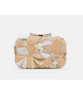 Cartera Beige con Blanco Broche Chonga