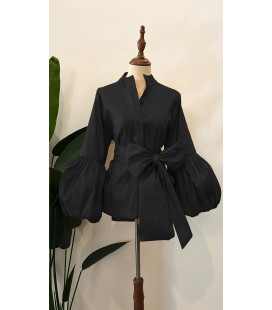 Blusa Negra Mangas Globo