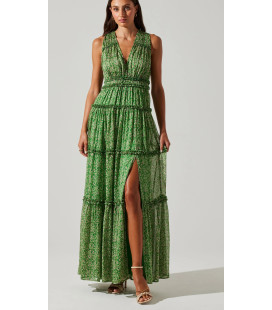 Vestido Largo Verde de Florcitas