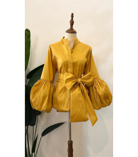 Blusa Color Naranja  Mangas Globo