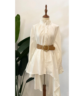 Blusa Blanca Larga de la Parte de Atras