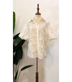 Blusa Blanca Manga Corta Bombacha