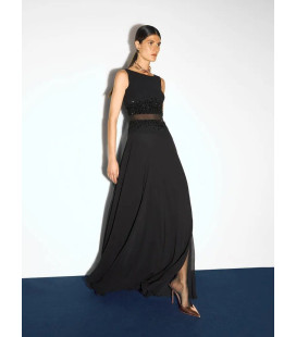 Vestido Negro Cintura Transparentes