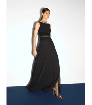 Vestido Negro Cintura Transparentes