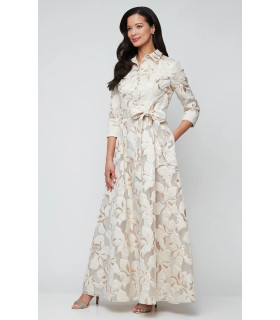 Vestido Camisero Ivory/ Gold Manga 3/4