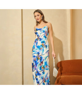 Vestido Strapless Azul /Blanco