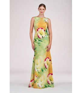 Vestido Largo Verde con Flores