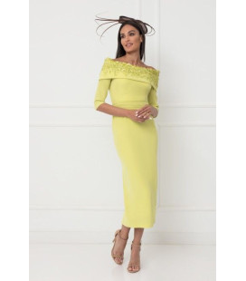 Vestido Medio Largo Color Lima Off Sholders