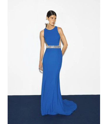 Vestido Azul con Cincho de Brillantes