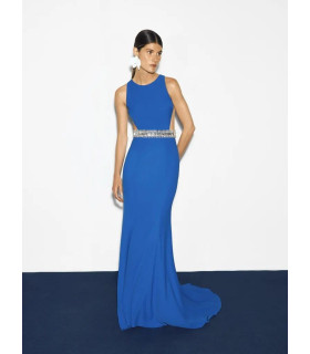 Vestido Azul con Cincho de Brillantes