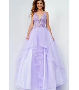 Vestido Lila Falda de Volantes