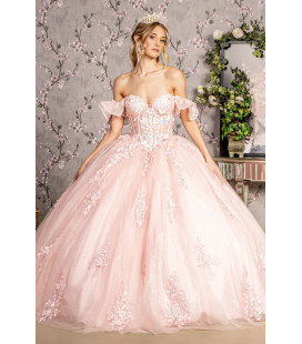 Vestido Bustier Bordado Falda Vaporosa Color Blush