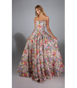 Vestido Strapless Color Royal