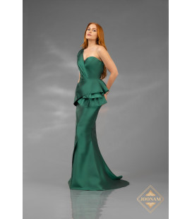 Vestido Verde Esmeralda Un Hombro