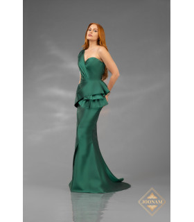 Vestido Verde Esmeralda Un Hombro