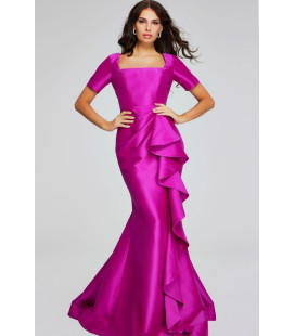 Vestido Fucsia Cuello Cuadrado