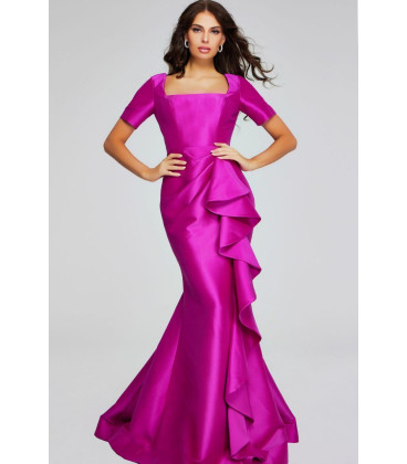Vestido Fucsia Cuello Cuadrado