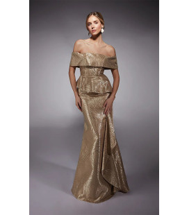 Vestido Off Sholders Dorado