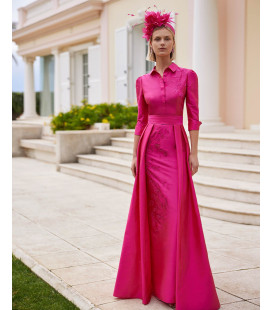 Vestido Largo Fucsia Camisero