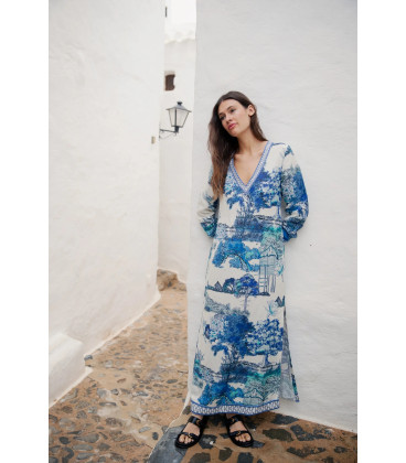 Printed V-Neck Dress