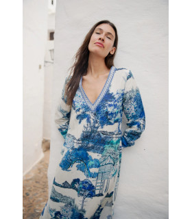 Printed V-Neck Dress
