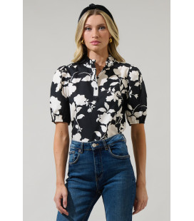 Printed High Neck Blouse