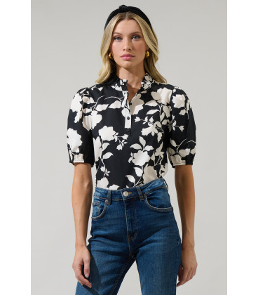 Printed High Neck Blouse
