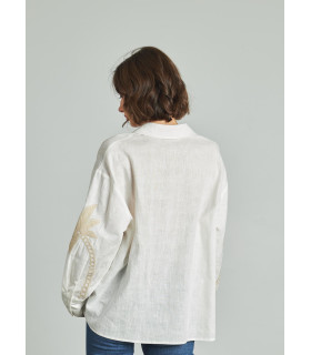 Blouse with Embroidered Palm Trees
