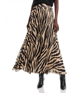 Animal Print Pleated Skirt