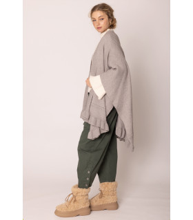 Ruana with Ruffled Hem