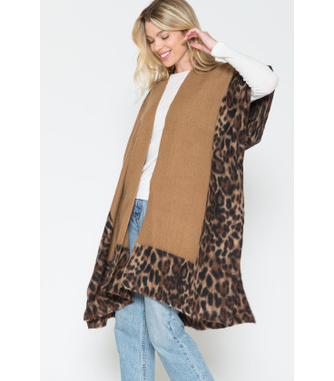 Leopard-Trimmed Kimono