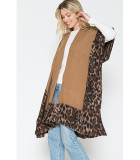 Leopard-Trimmed Kimono