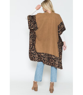 Leopard-Trimmed Kimono