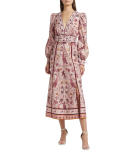 Vestido Midi de Algodón Estampado con Cinturón