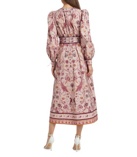 Vestido Midi de Algodón Estampado con Cinturón