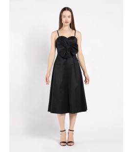 Vestido Midi con Lazo y Tirantes Finos