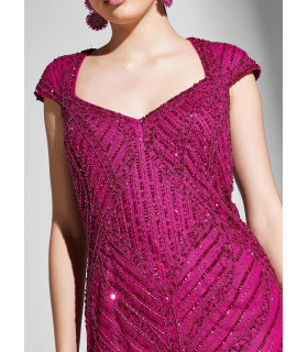 Vestido Mangas Cortas, Escote en Espalda