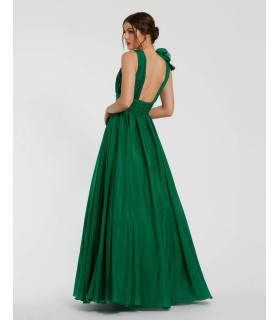 Vestido con escote en V y volantes en los hombros